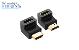 Unión HDMI Codo Vertical Terminales Doradas 4K