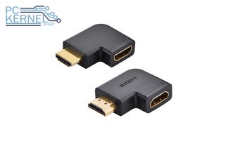 Unión HDMI Codo Horizontal Terminales Doradas 4K