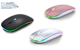 Mouse Inalámbrico Óptico Bluetooth Recargable RGB con 3 Botones + Llave USB Opcional